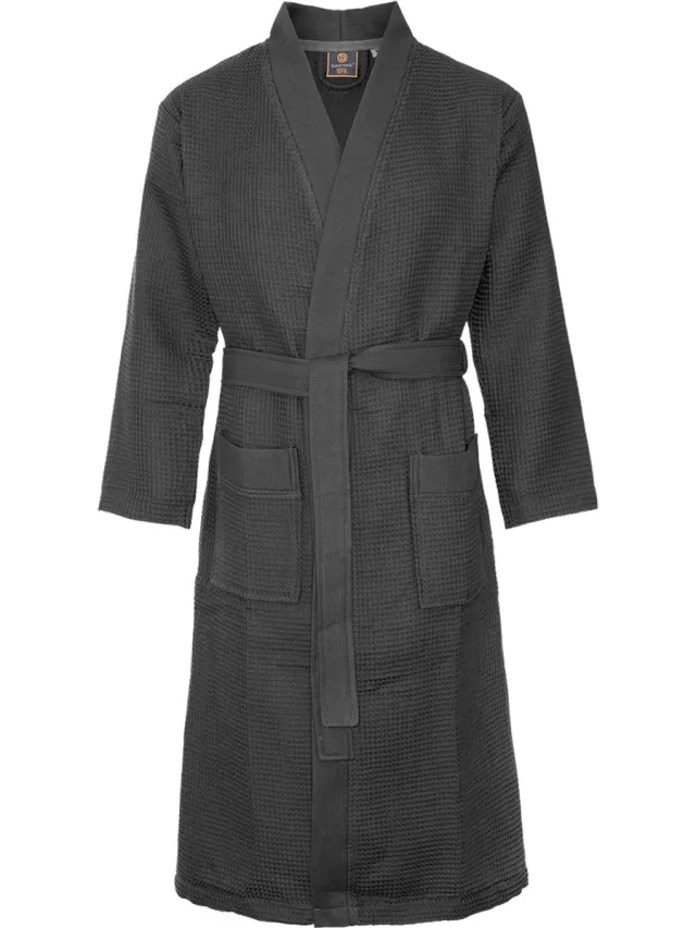 Badrock Sauna badjas wafel - grijze badjas unisex - biologisch katoen - kimono - wafel badjas dames - wafel badjas heren - wafel badjas - antraciet