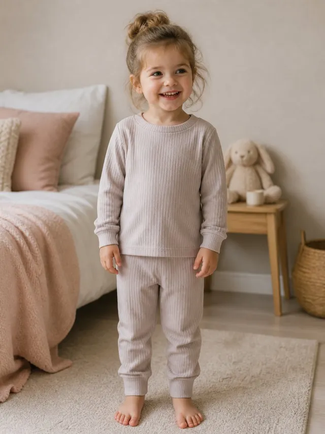 Mylinsé Beige Peuter Pyjama T3 / 98-104 – Biologisch Katoen – Unisex Kinder Pyjama Set