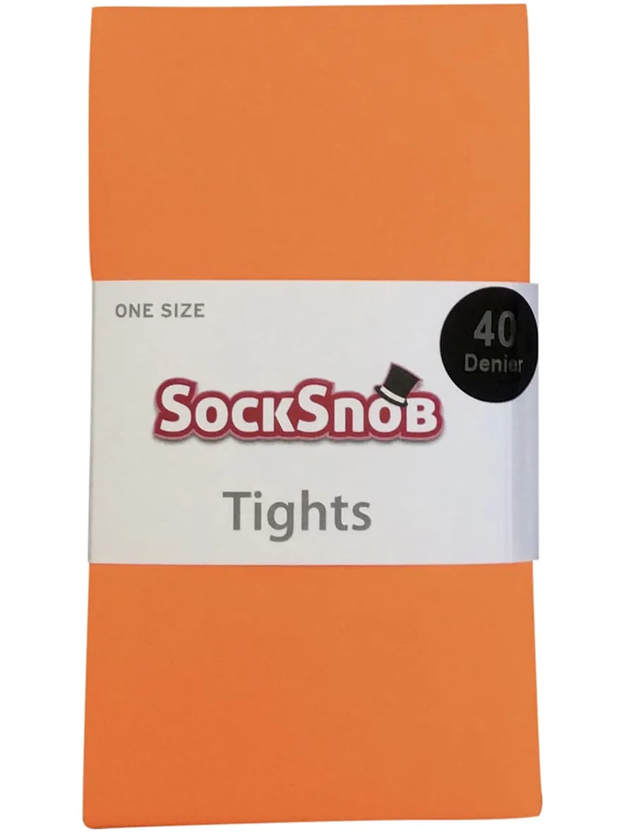Sock Snob Dames 40 denier nieuwigheid kleurrijke neon panty's - Neon Oranje, foto 2