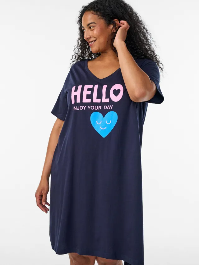 Zizzi MALBA nachthemd donkerblauw