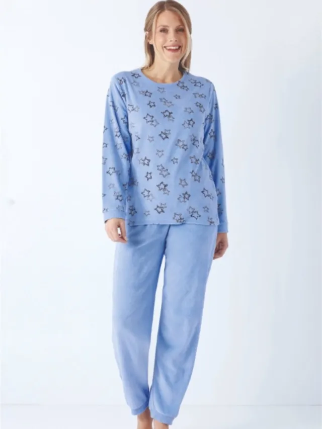 Hajo Nicki dames pyjama hemelsblauw Hajo - Blauw - Maat - 44/46
