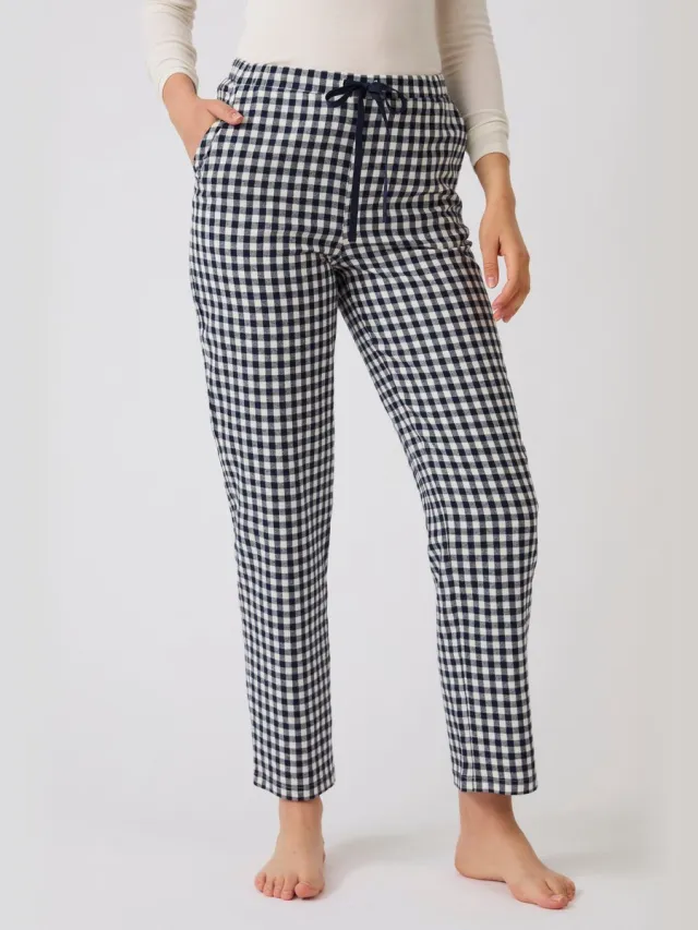 Damart Flanellen pyjamabroek - Dames - Blauw - 54-56 (XXL)