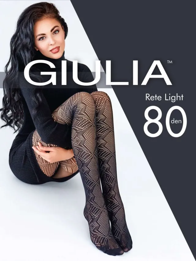 Giulia Rete Light Tissue 80den Panty met geometrisch patroon - Zwart