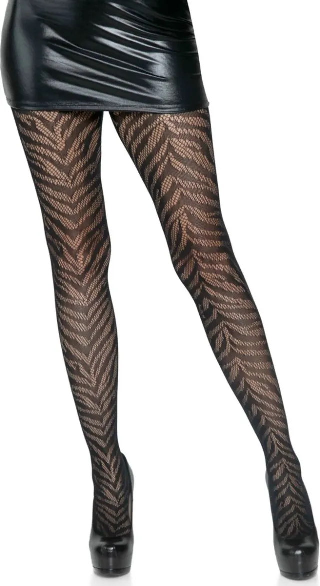 Leg Avenue Zebra Net Panty - Zwart