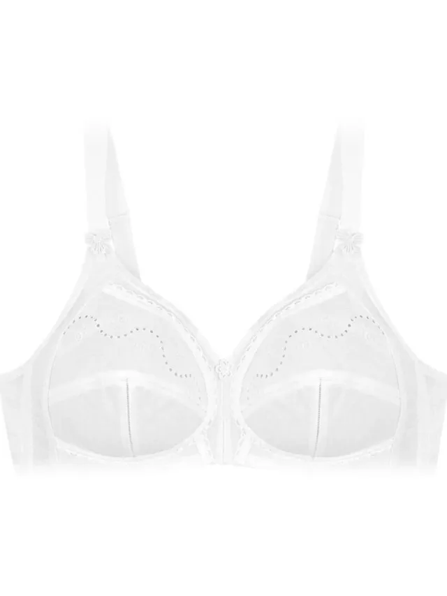 Triumph stevige BH zonder beugel Doreen Cotton N - Klassieke bh voor senioren - Stevige bh grote maten - 110H - Wit