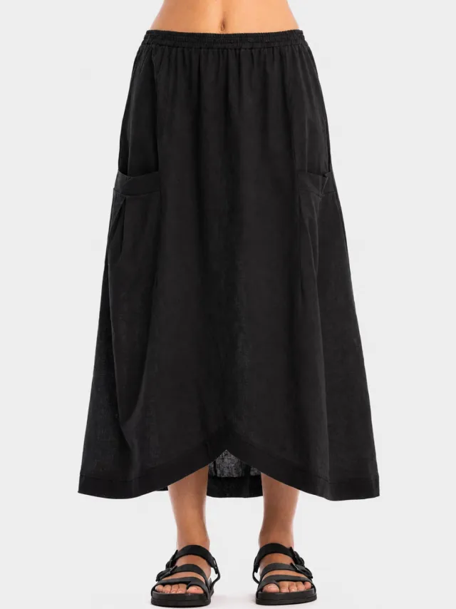 RAVENS VIEW IBIZA dames vegan Rok Spring Pocket Zwart