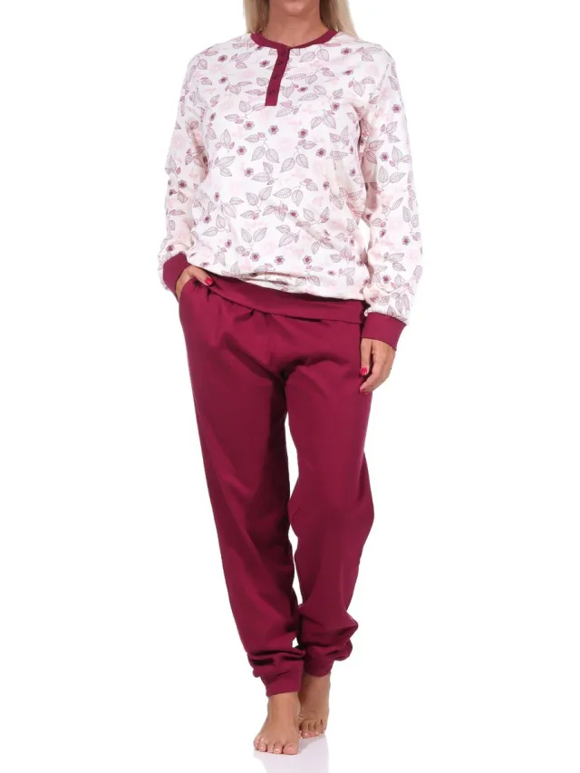 Normann Noble dames interlock pyjama lang met manchetten - ook in overmaten - 212 201 96 105 creme