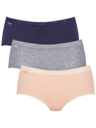 Sloggi Basic Plus Midi slip Roze,Versch.kleure/Patroon,Blauw,Groen,Wit,Bruin,Grijs,Lila,Rood,Geel,Zwart
