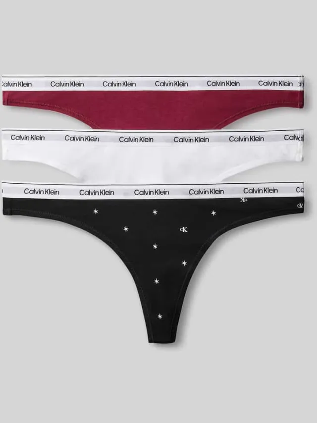 Calvin Klein String van katoenmix model 'THONG 3PK' rood, foto 2
