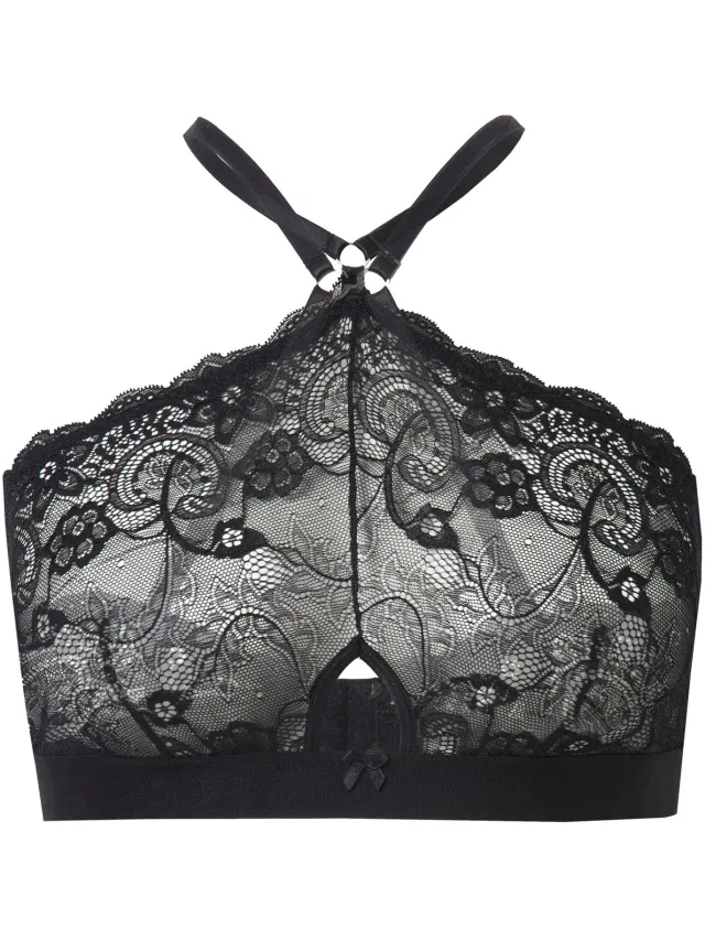 Ulla Popken Dames - Bralette zonder softshell schelpenkant - Zwart - Maat 54+