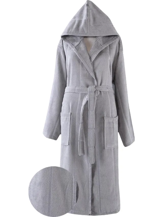 Lubna Home Luxe Badjas XL-MET CAPUCHON VAN ZACHTE VELOURSBADSTOF - BADJAS XL-GRIJS