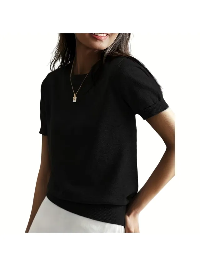Currero Topje Dames - Top Kleding - Shirt - Blouse - Kort - Volwassen - Zwart
