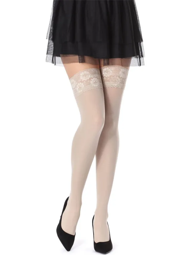 Bellivalini Dames Hold-Up Kousen - 40 Denier - licht glanzend - elastisch - Polyamide - BLV-FI-1004 - Linnen