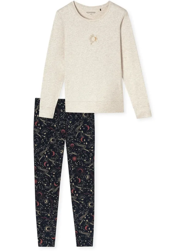 Schiesser Pyjama lang - Dames - Pyjamas Beige mel.