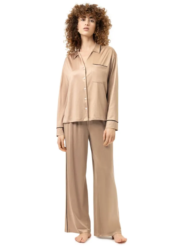 Mey Pure Shine Dames Pyjama Golden Hazel Bruin