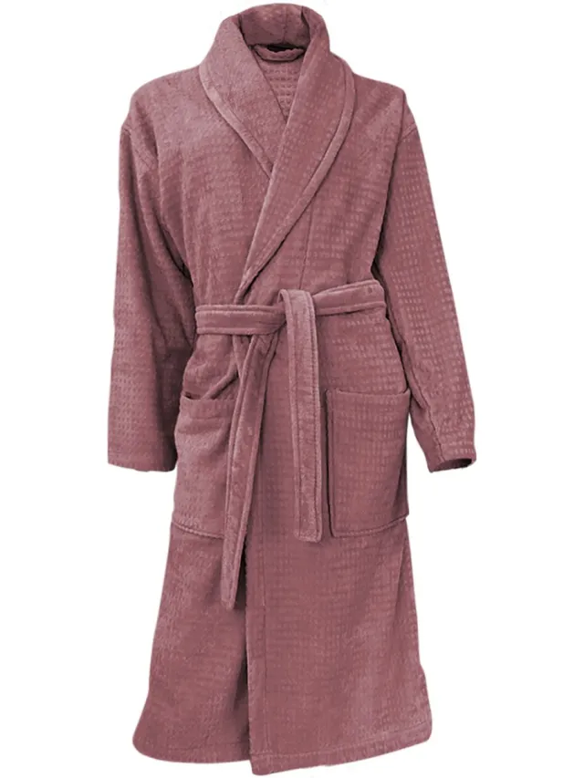 LINNICK Wafel Badjas - Badjas Velours Katoen - Rose - Badjas Dames - Badjas Heren Roze