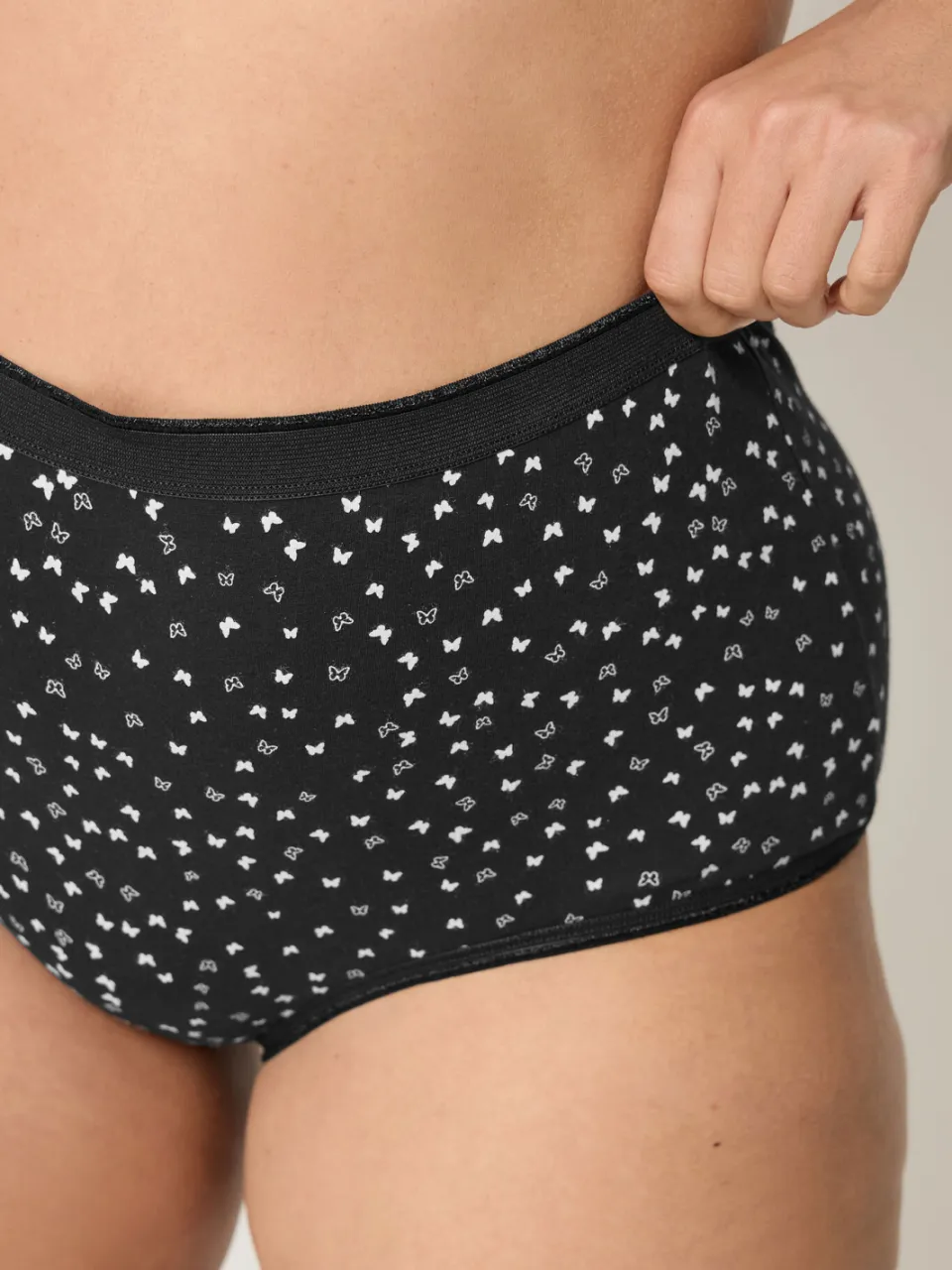 Yours 5Pack Zwarte Maxislips Met Kleine Vlinderprint En Hoge Taille-44, foto 4