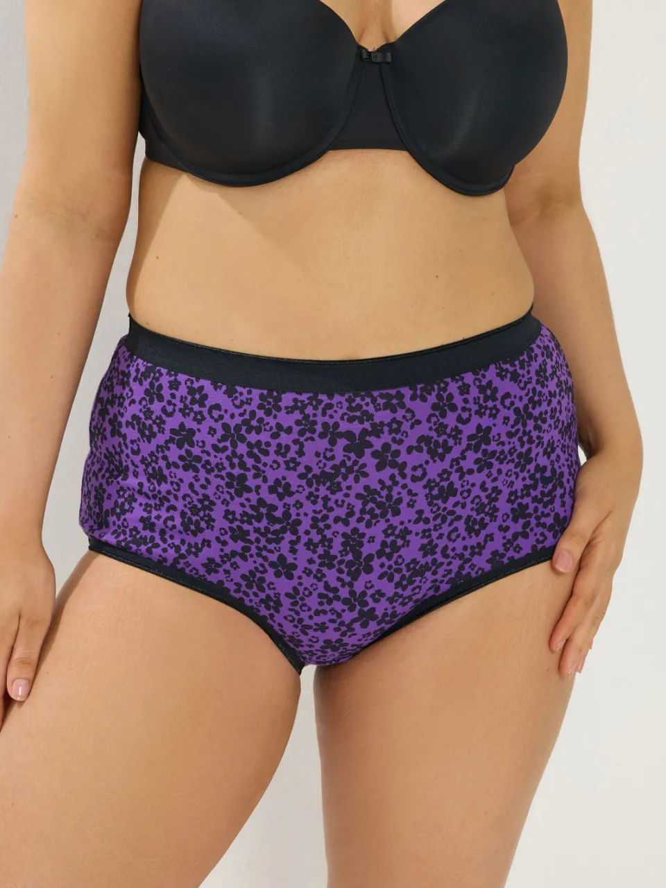 Yours 5 Pack Paarse Slips Met Volledige Dekking Met Bloemenprint-44, foto 2