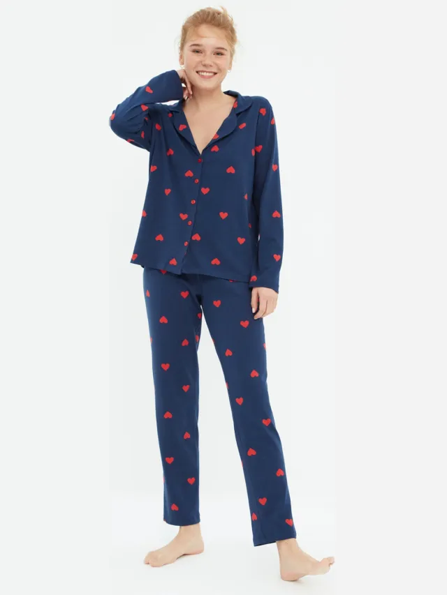 Trendyol Vrouw/Meisje Pyjama Set 2 pak Blauw