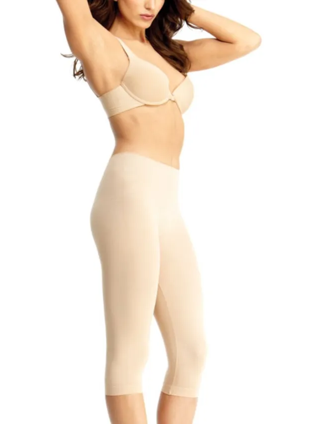 MeMoi Capri-legging met hoge taille, buikcontrole en figuurcorrigerend effect voor dames Nude
