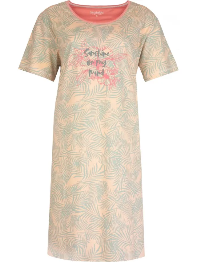 Irresistible Dames Nachthemd - Blader print - Roze