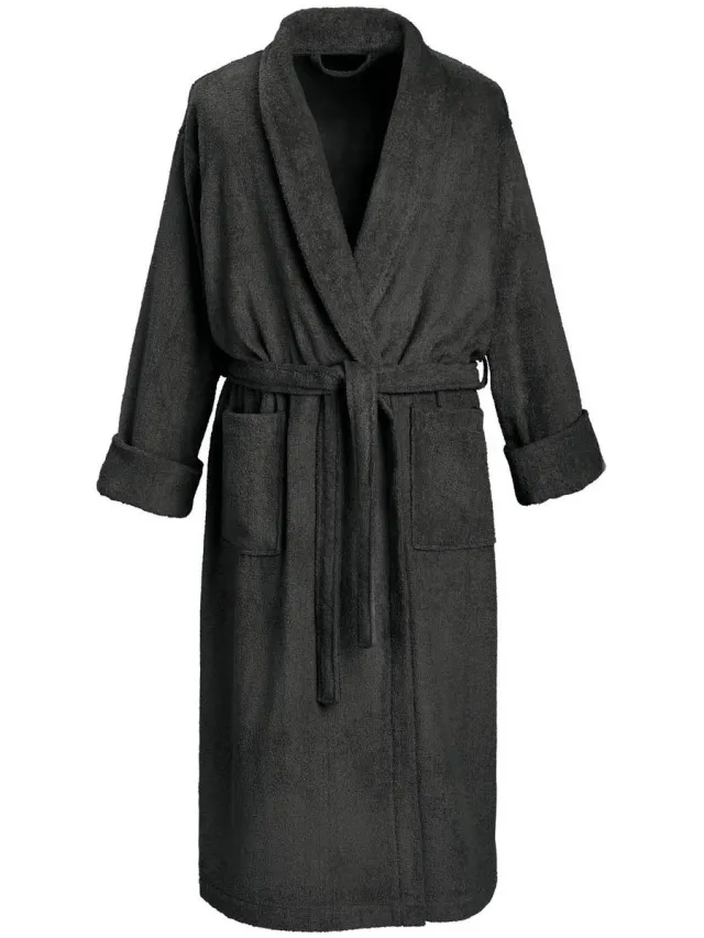 De Witte Lietaer Badjas Etrusk Ebony - S - Unisex - Katoen Zwart