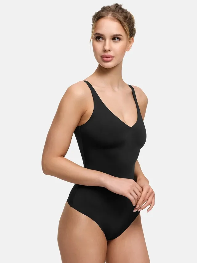 cfab Vormgevend string body Zwart - Corrigerende Body - Naadlos - corrigerend ondergoed dames