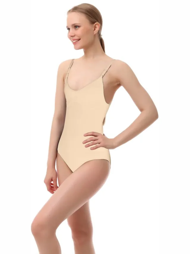 TAFUER Corrigerende Ondergoed - Dames Shaper Bodysuit Top - Butt Lifting & Tummy Control – Beige - Verstelbare Bandjes - 1 Stuk