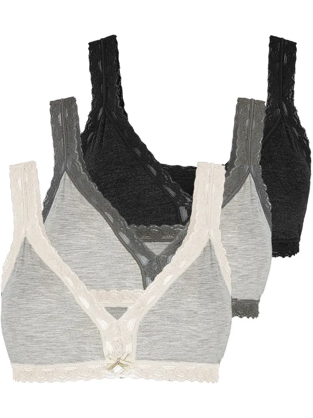 Like it! 3-pack bustiers met pads Kim schwarz ivory grey anthrazit