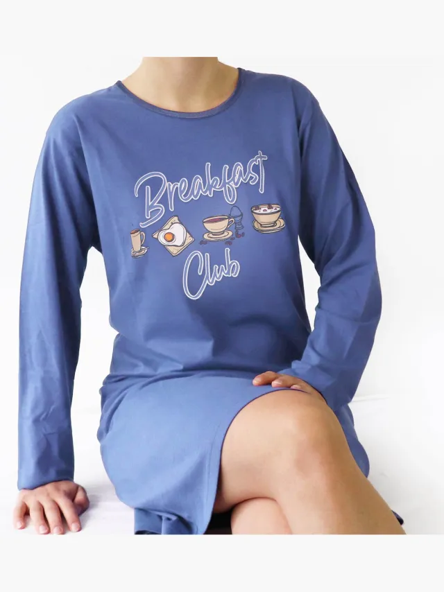 Temptation Dames Nachthemd - Bigshirt - Blauw