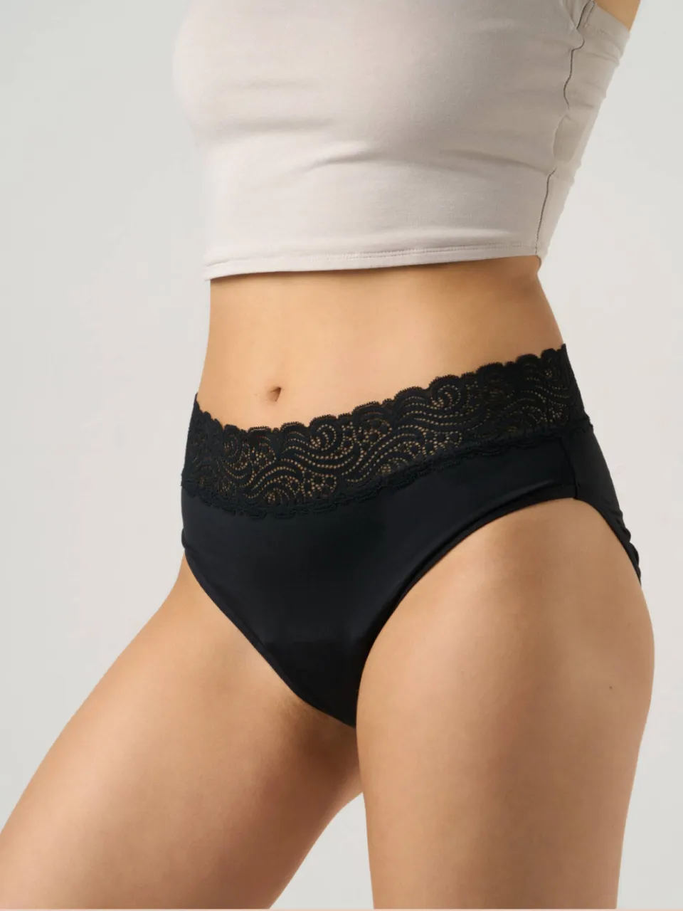 Moodies Undies medium absorberende menstruatieslip met kant zwart, foto 4