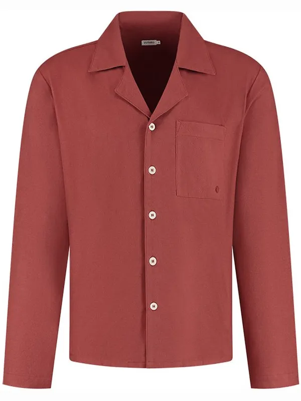 Yumeko pyjamashirt heren flanel fluweel rood l Red Velvet