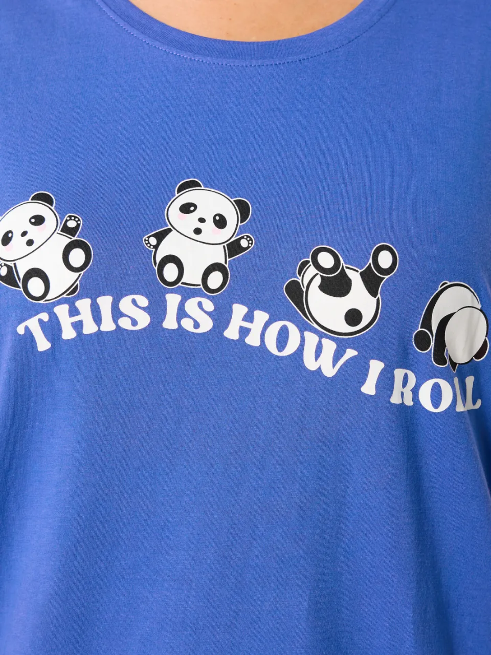 Yours Blauwe 'This Is How I Roll' Pandanachthemd Met Laag Uitgesneden Rug-48, foto 5