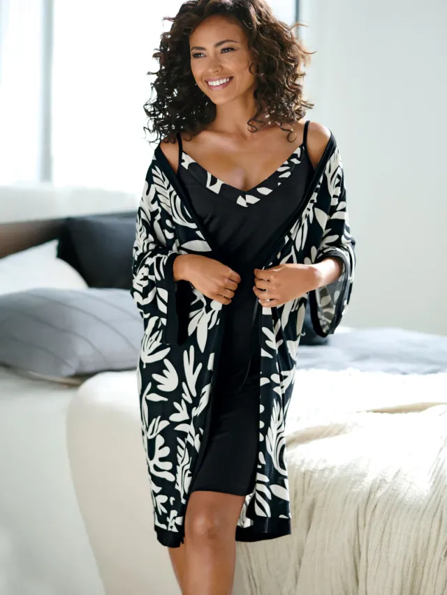 kimono zwart bedrukt