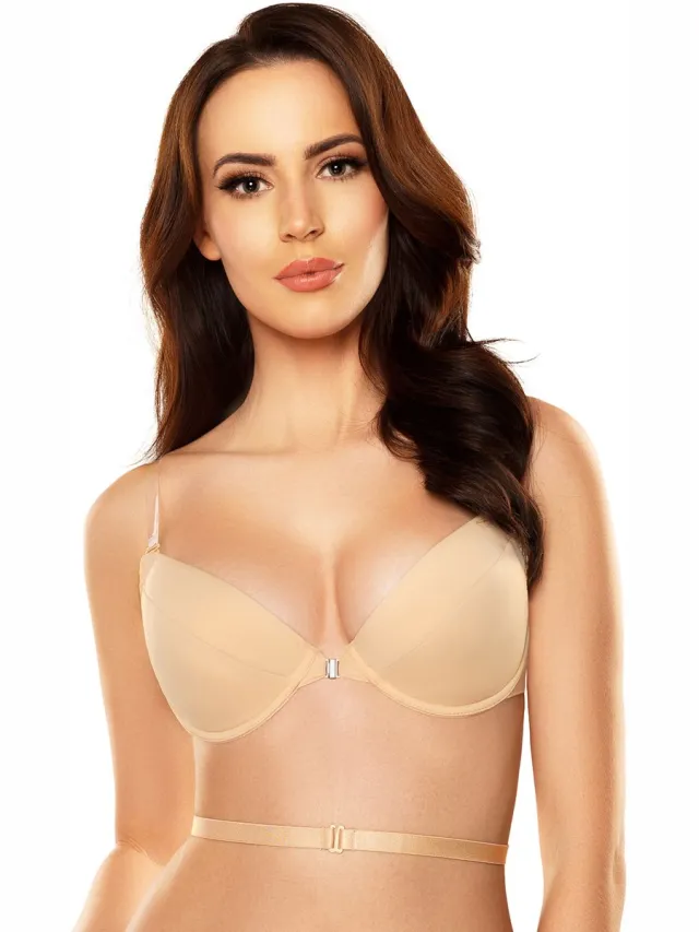 Vivisence dames push-up bh 1040 beugel strapless inzetcup met voorsluiting, beige, 75e