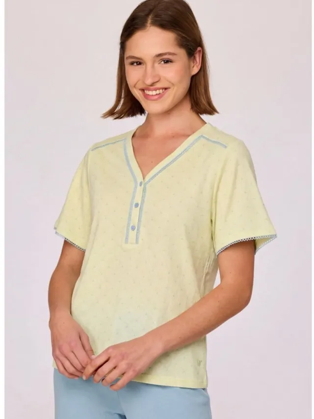 Woody pyjama dames - schelpjesmotief - fris groen - 261-10-XPB-Z/979