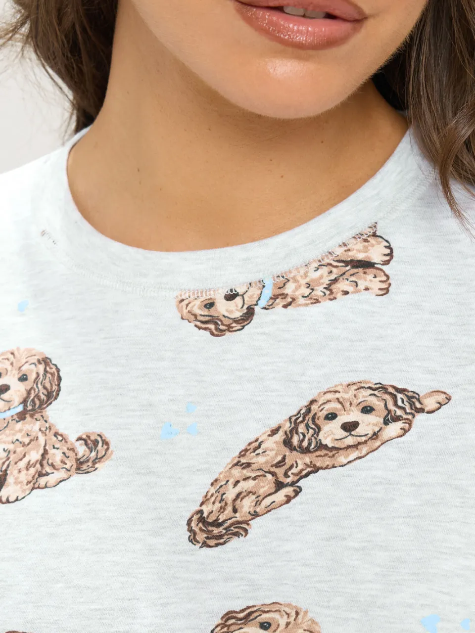Yours Curve Slaapshirt Met Puppyprint In Gemêleerd Grijs-56, foto 5