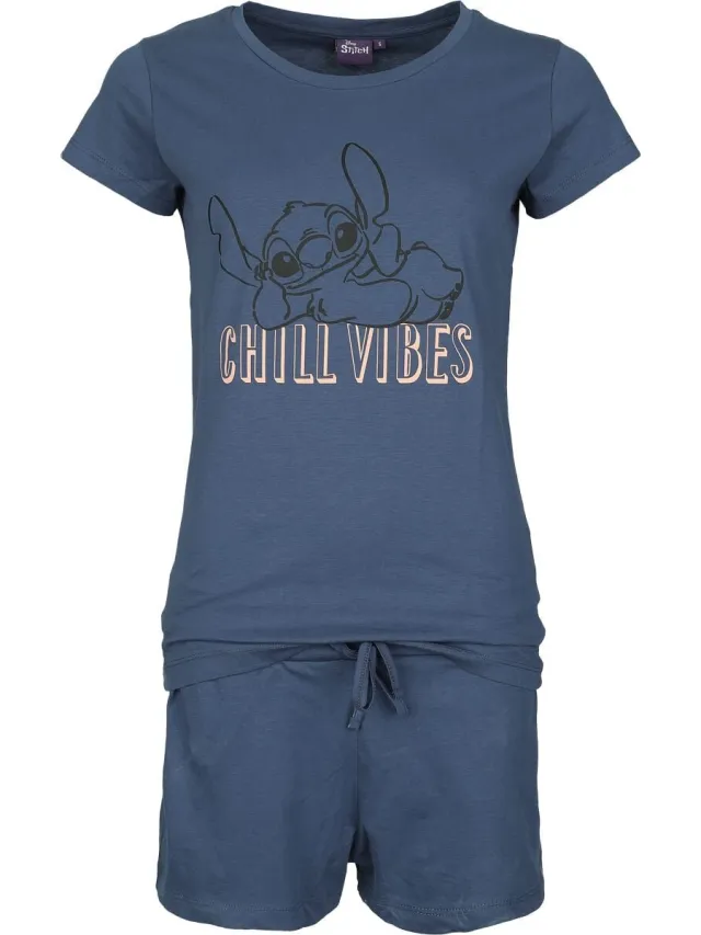 Disney Lilo & Stitch Chill Vibes Pyjama blauw Katoen