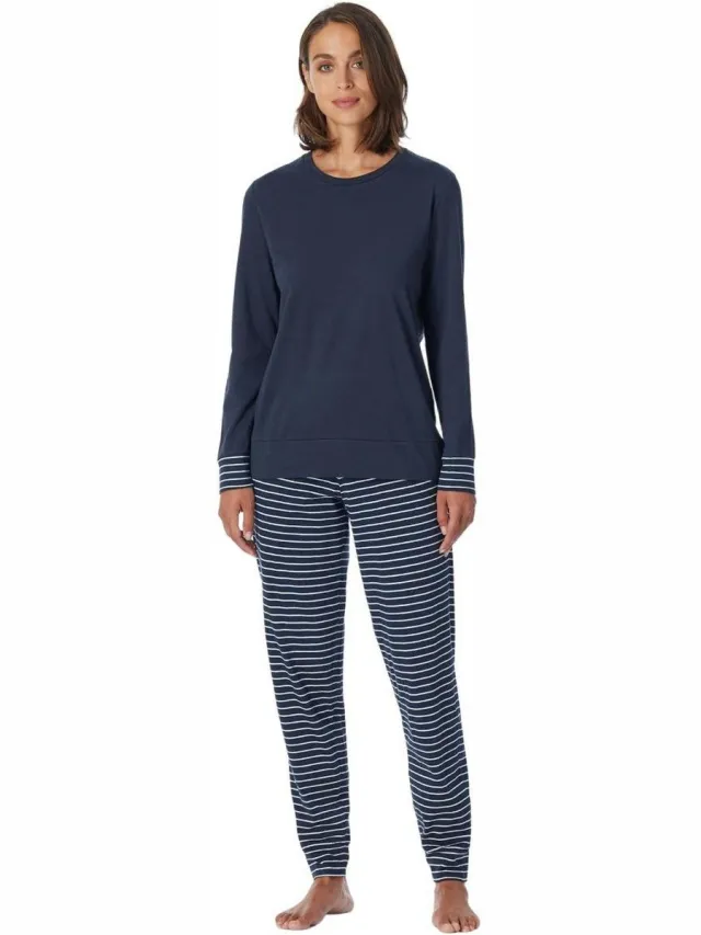 Uncover by Schiesser Schiesser Pyjama lange broek - 835 Blue - maat 48 (48) - Dames Volwassenen - 100% katoen- 181753-835-48