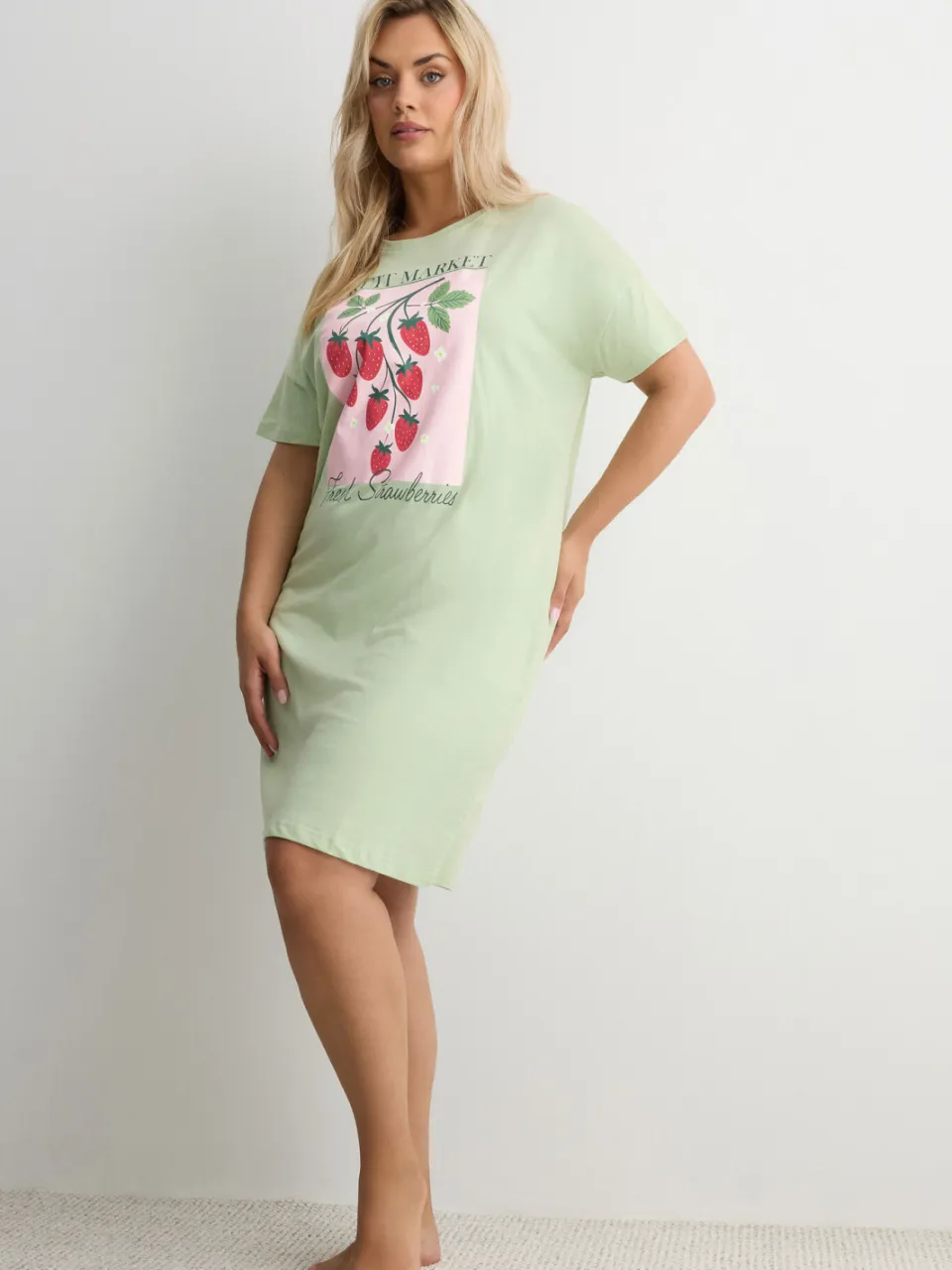 Yours Groen 'Fruit Market' Slaapshirt Nachthemd-64, foto 2