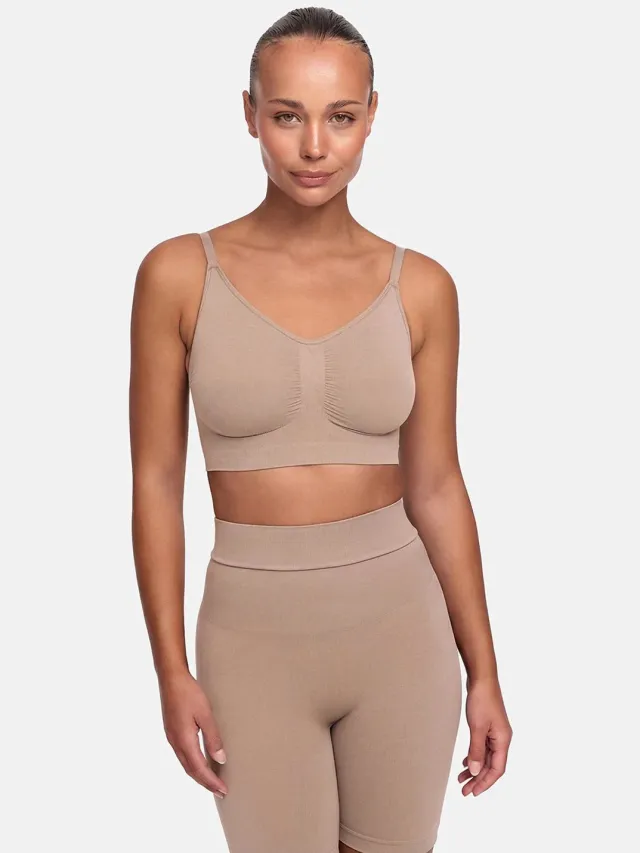 cfab Comfort Bralette - Beige, Large - BH Zonder Beugel Voorgevormd - Ondergoed - Naadlos