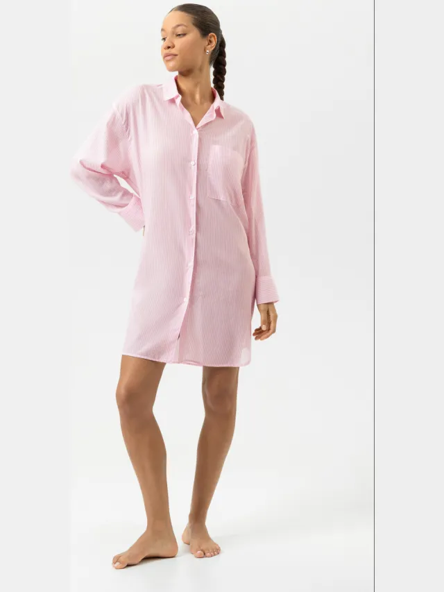 Mey Sleep shirt Serie Cotton Stripes Soft Pink roze