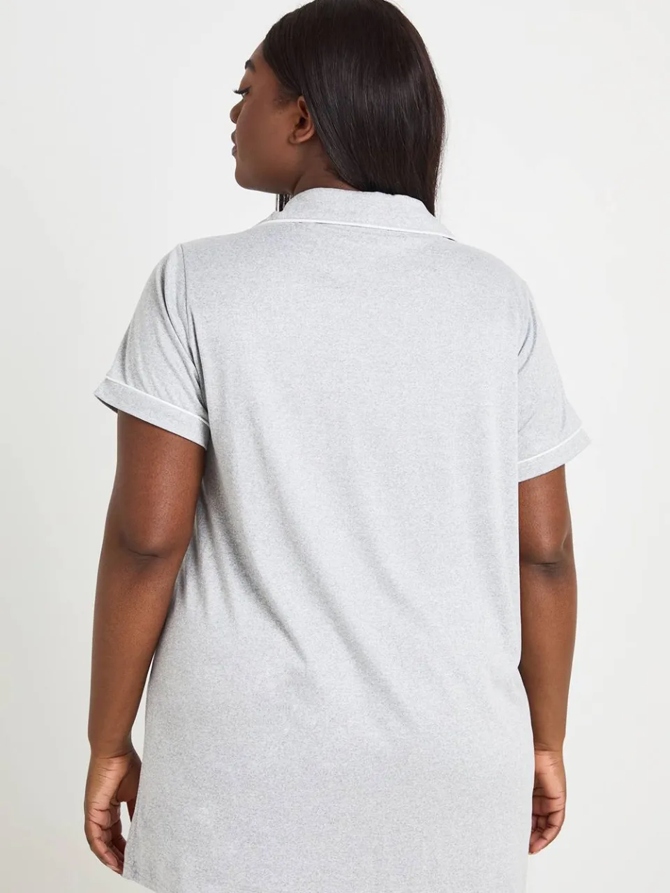 boohoo Dames Nachthemd Met Korte Mouwen En Contrasterende Biesdetails grijze mergel, foto 2
