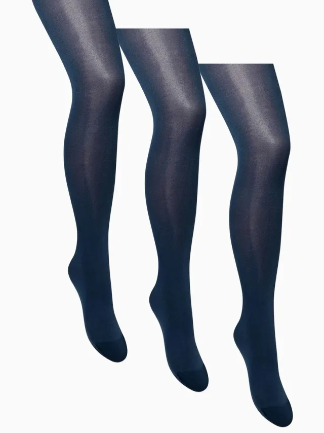 Next Dames - Set van 3 ondoorschijnende panty's van 40 denier - Blauw Navy Blue