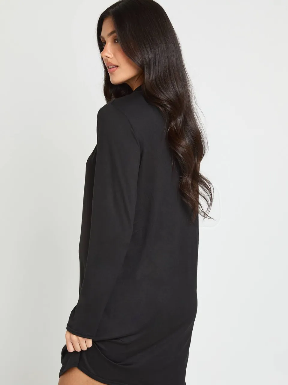 boohoo Dames Zwangerschaps Nachthemd Met Lange Mouwen zwart, foto 2