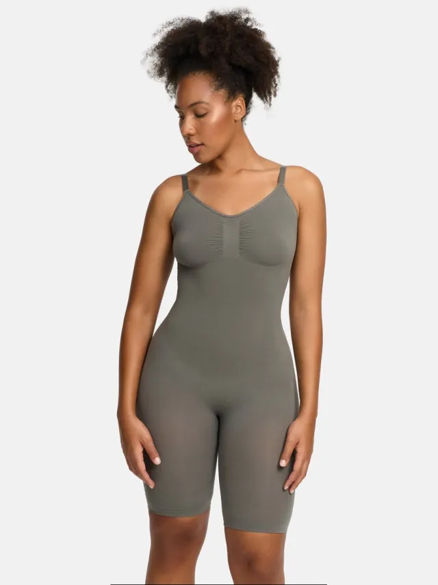 cfab Bodysuit met corrigerende shapewear en bijpassende shorts - Grafiet - XL - Corrigerende Body - Naadlos - corrigerend ondergoed dames