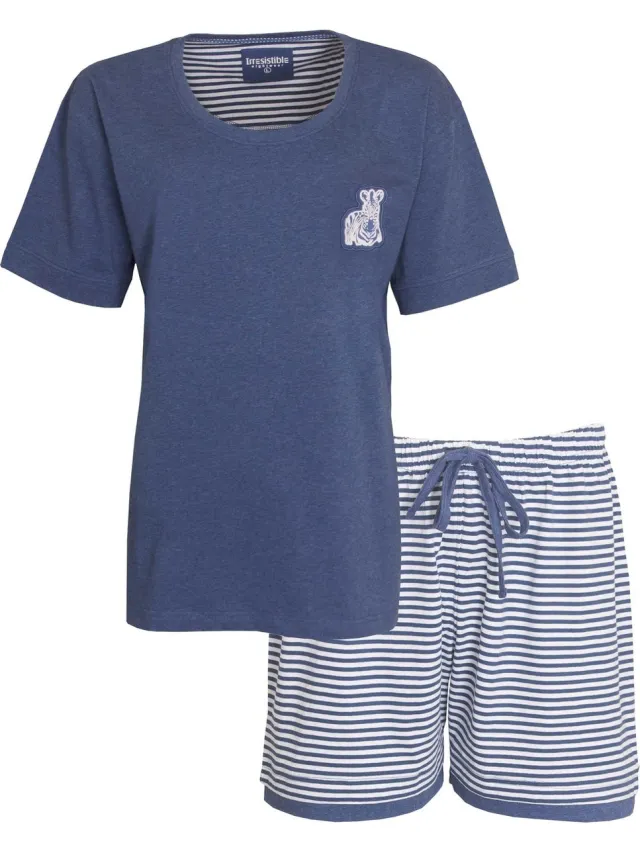 Irresistible Dames Shortama - Pyjama Set - Blauw