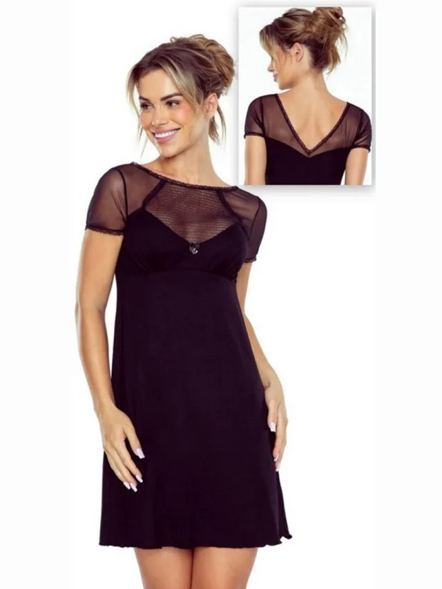 Eldar Anika viscose mooie slipdress - zwart zwart/zwart