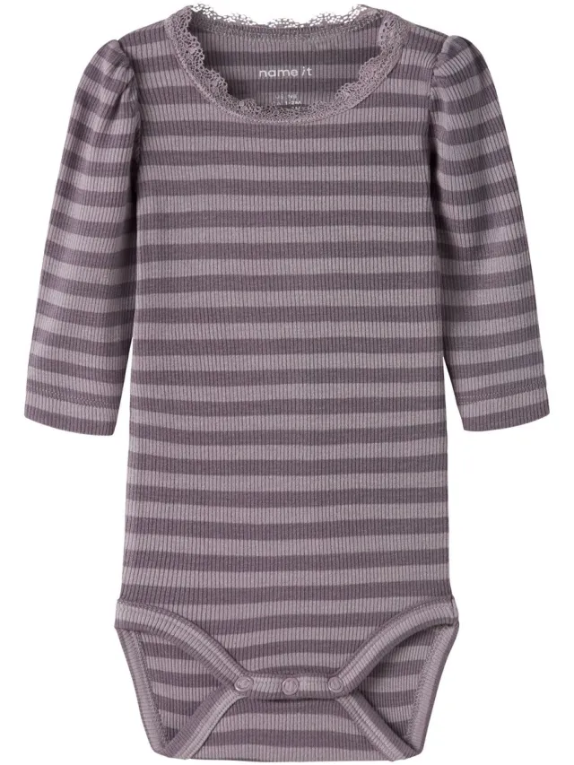 NAME IT Romper Gestreept Purple Dove1
