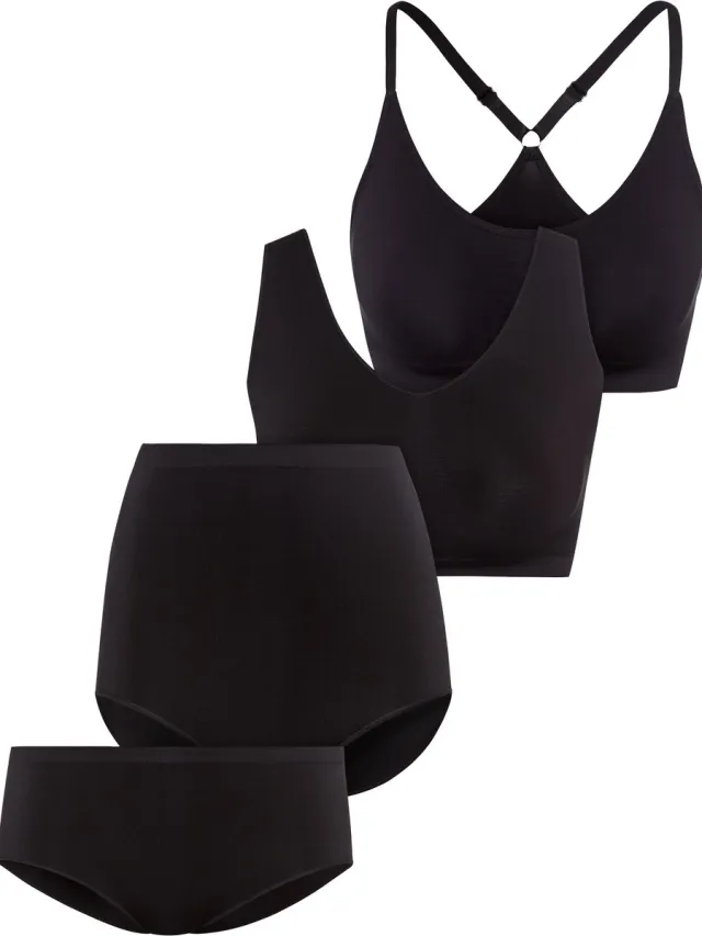 BeeDees Geschenkset Comfee Pure Met crop top, bralette, tailleslip & panty – alles in één doos zwart